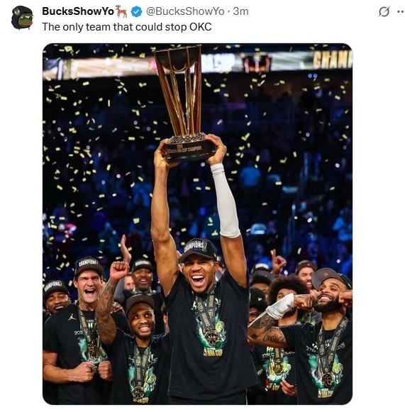 NBA杯冠军🦌雄鹿自媒体：我们是唯一能阻止雷霆夺冠的球队