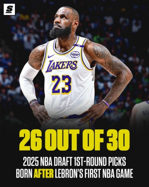 叫声叔不过分吧？詹姆斯NBA首秀时 今年的26位首轮秀还未出生
