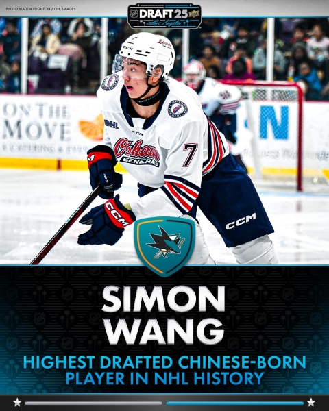 王浩西次轮首位被NHL选中创历史 4天2名中国小将杀进北美四大联盟