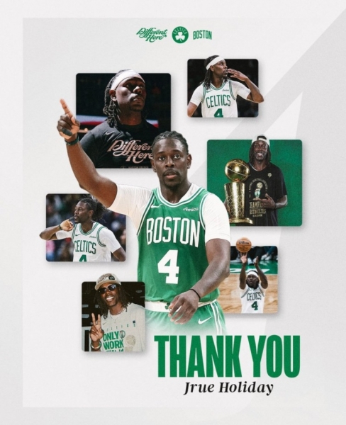 凯尔特人致谢波津&霍勒迪：永远的冠军🏆☘️ 谢谢你们做的一切