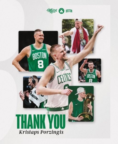 凯尔特人致谢波津&霍勒迪：永远的冠军🏆☘️ 谢谢你们做的一切